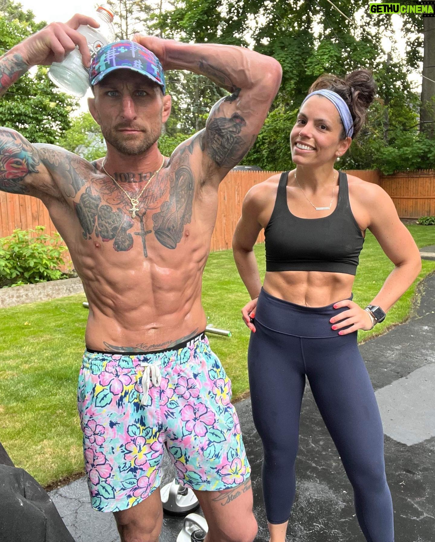Gregor Gillespie - 2.3K Likes - How it ended, and how it started. Don’t need much to get peeled… driveway workout 3x 7min lift, 1 min break between each 7 min round. Olympic barbell with 5lb on each side. 1 exercise per min, 7 exercises per round. 1) squat. 2) shoulder press. 3) bent over row. 4) bench. 5) lunges. 6) hang clean. 7) cheat curls CANT PUT WEIGHT DOWN UNLESS ON ONE MIN BREAK! Try to get 40 reps per exercise per min. Try it and comment below and let me know how it went!! (Christina used 15lb dumbbells and I used 45lb barbell with a 5lb plate on each side) it only takes 23 mins so no excuse on limited time!! Short but killer! Comment below on how you liked it!