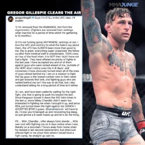Gregor Gillespie Instagram - Gregor Gillespie explains why he was removed from the UFC rankings 🧐