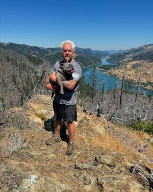 Guy Fieri Instagram - Big hike with Cash man!!
73 floors And more stickers than I can count. 
My socks didn’t make it 👎