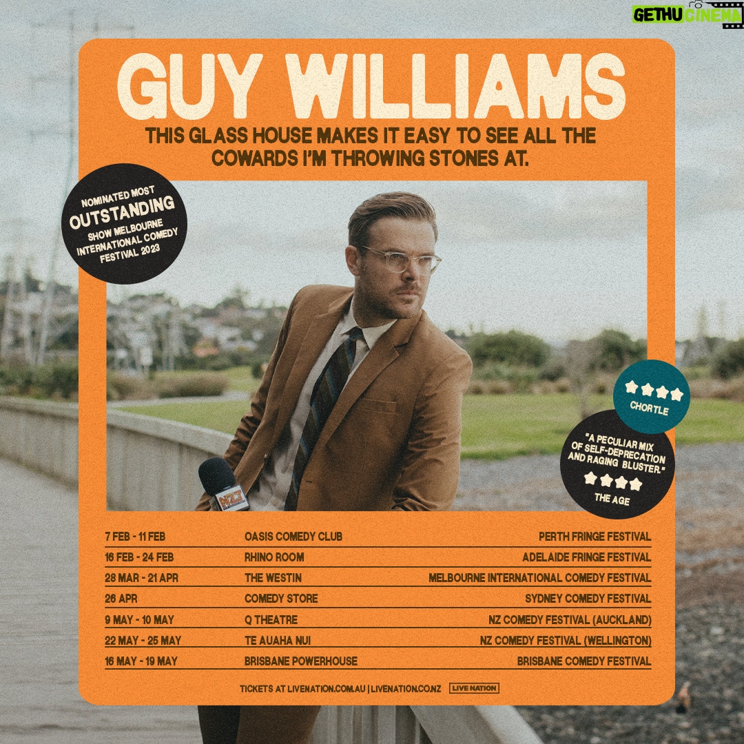 Guy Williams - 1.2K Likes - NZ AND AUS:
Rotorua, Christchurch, Kaitaia, Perth, Adelaide, Melbourne, Sydney, Auckland, Wellington, Brisbane.