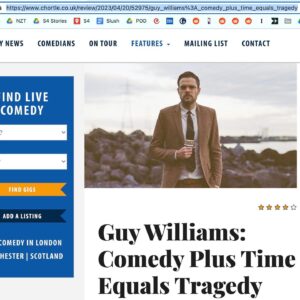 Guy Williams Instagram - My show was reviewed twice in Melbourne and it got two 4 star reviews! (outta 5… don’t get smart!) (From The Melbourne Age and Chortle UK) 
This was the first time I've ever gotten colonial style star reviews! (Not sure if previous NZ reviews were just giving me 0 stars) but it was a huge boost to my ego… which is arguably already too big so this is probably a bad thing, but as a comedy nerd who’s always read chortle and age reviews from NZ I was thrilled! Thanks reviewers! Hope Ronny doesn’t see this he will take time out of filming a movie to Brazilian jiu jitsu me.
Sydney starts tonight! Auckland Next week. guywilliams.co.nz