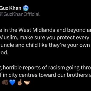 Guz Khan Instagram - Communities coming together. But Muslims need to be an example of protection and perfection here. Handle yourselves as the best example. We’re here to look out for everyone who needs our help 🫡🫱🏻‍🫲🏾🫵🏿💙