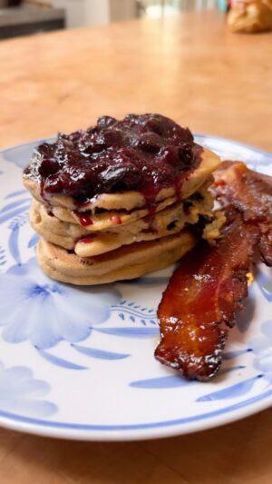 Gwyneth Paltrow Instagram - Fresh grain and dairy free blueberry pancakes with coconut sugar. The healthier way for #boyfriendbreakfast
