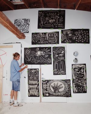 Hart Denton Instagram - Oilsticks on heavy paper. Blasted one song on repeat while making these. Come on, woman, come