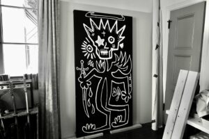 Hart Denton Instagram - Camera stills from video making “Angel”, 2024 - Oilstick on acrylic-painted canvas, 190.5 x 100.5 cm / 75 x 39.5 inches 🎥 @elyseesanville @leicacamerausa