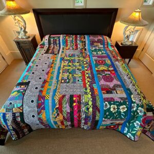 Harvey Fierstein Instagram - Been at it again!!!! I love making these improvised quilts. I let the fabric speak to me. I just toss them all out on a table, chop them up and sew them down! I can't resist these colors.