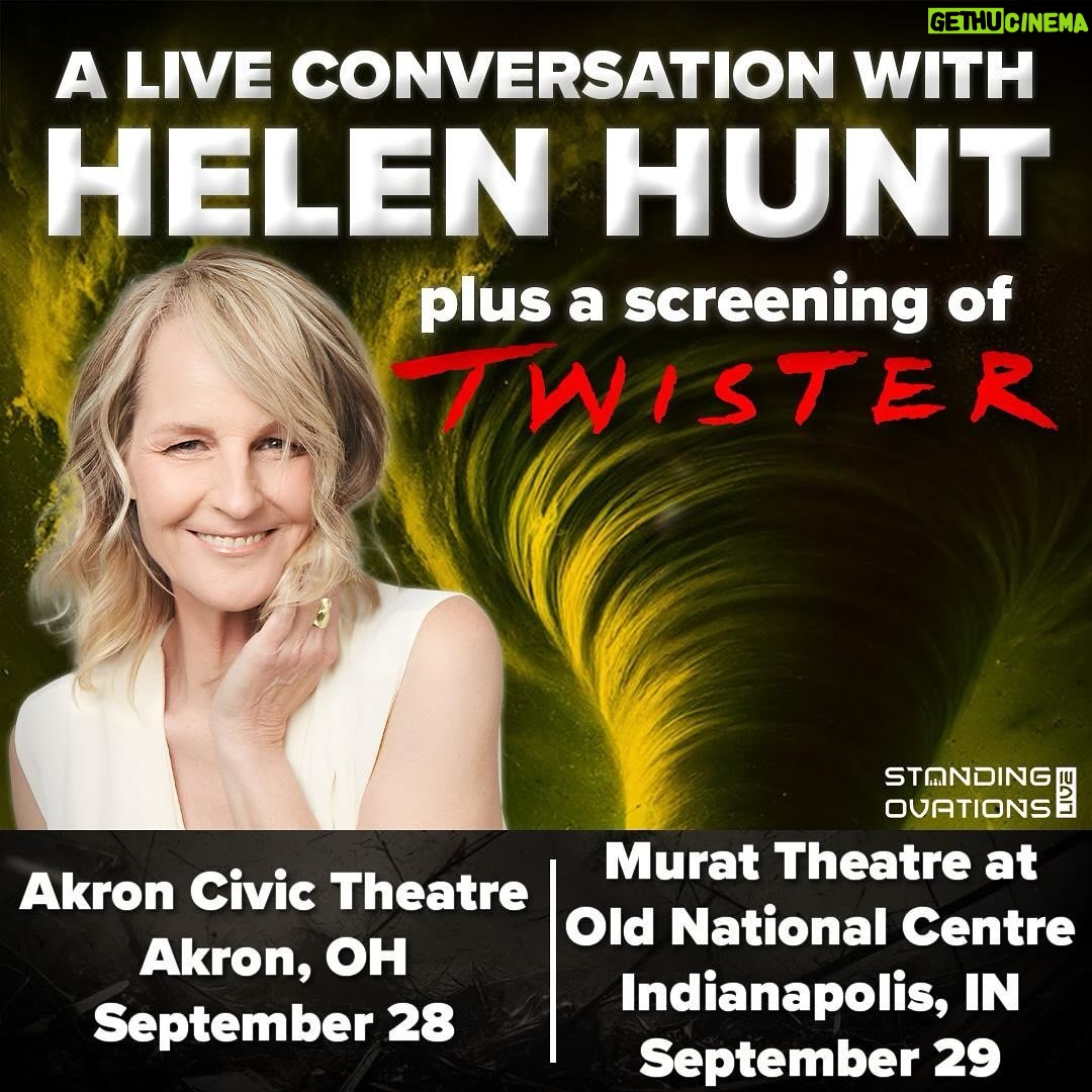 Helen Hunt - 3.7K Likes - They’re screening O.G. Twister and they’ve invited me to come.
Presale tickets to both nights will be available on WED. Use link going up in my bio with password : Helen
See you there!! 🌪️
#Akron #indianapolis #Twister #HelenHuntlive