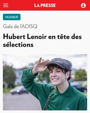 Hubert Lenoir Instagram - Je viens de revenir au Québec pis j’apprends que j’ai 11 nominations à l’ADISQ