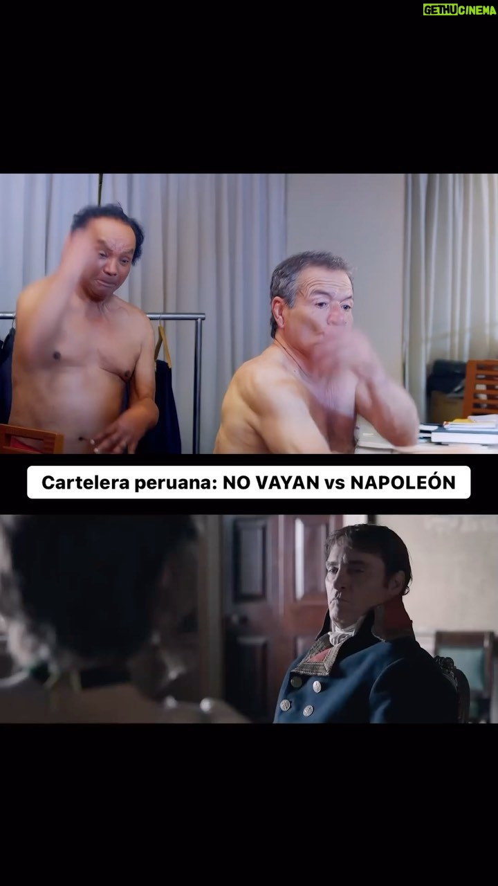 Hugo Lezama - 1.7K Likes - LOS ESTRENOS DE ESTA SEMANA PLANTEAN UN ÉPICO DUELO: NAPOLEÓN, un biopic de una de las figuras históricas más importantes, dirigida por Ridley Scott (Alien, Blade Runner, Gladiador) y protagonizada por Joaquin Phoenix (Joker) VS NO VAYAN, ejercicio de cadaver exquisito protagonizado por Melcochita y el Chato Barraza, tal vez la última vez que veremos a este duo en pantalla grande, el último bastión de ese humor peruano risas y salsesco...
¿QUÉ PELÍCULA SE LLEVARÁ EL CORAZÓN DE LOS PERUANOS?