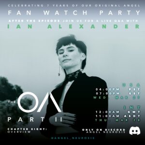 Ian Alexander Instagram - our grand finale watch party for The OA Part II will take place on the @angel_neurosis server this Wednesday at 4pm PT / 7pm ET !! we’ll watch the finale on our own devices and then i’ll start the Q&A once the episode finishes 🐙💕 if you have any pressing questions for me about #TheOA, here’s your chance!! #SaveTheOA #BuckVu