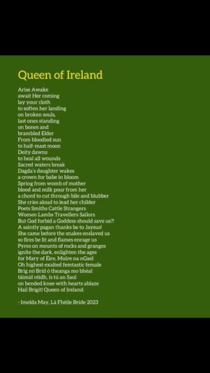 Imelda May Instagram - Queen of Ireland.

#beannachtaínaféilebríde
#beannachtailáfhéilebríde
#stbrigidsdayblessings #happystbrigidsday
#happybrigitsday