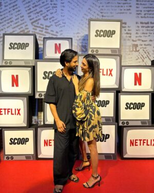Ira Dubey Instagram - SCOOP premiere last night! With the bossman @hansalmehta and the Jessica to my Oscar, my love @iradubey 

#Scoop streams on @netflix_in tomorrow!

Wearing @deetahome (loooove it)

Ira is wearing : @deme_love_
HMU : @vanity_rose_india