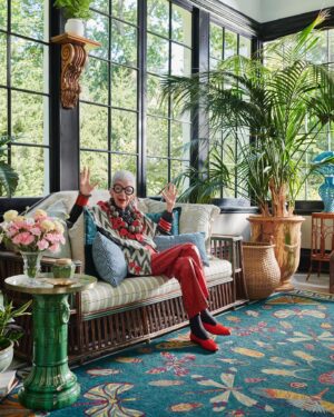 Iris Apfel Instagram - Oh how I love seeing my @ruggable collection in your homes! Swipe to see some of my favorites… do I sense #IrisYourHome happening?! Link in bio to shop 💗🦋 #ruggablexirisapfel