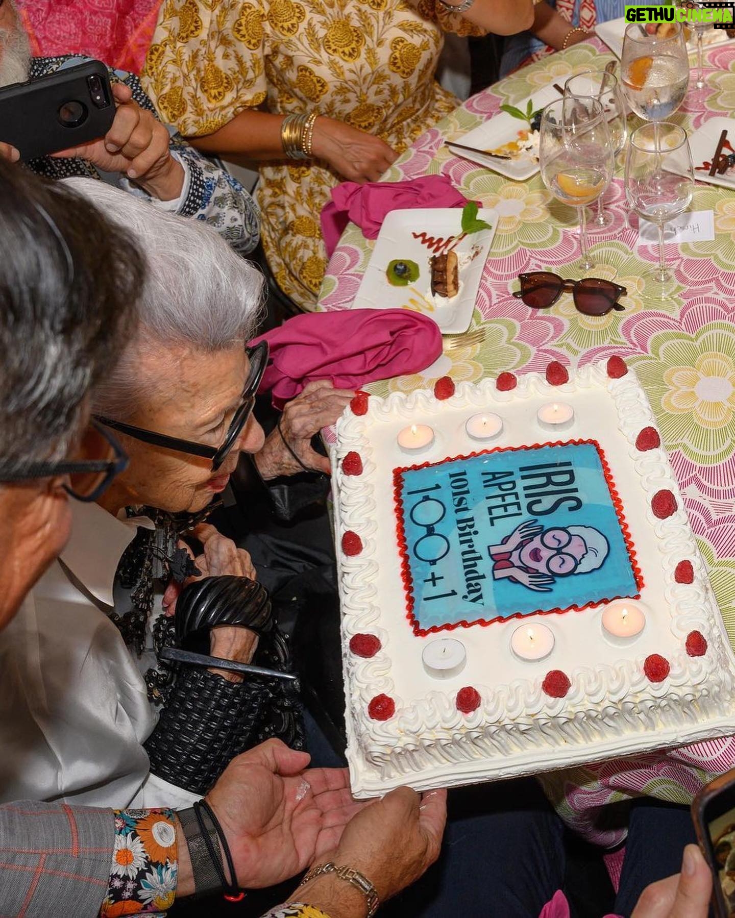 Iris Apfel - 220.4K Likes - I've been told this is called a "photo dump" of my birthday celebrations š„³ 1ļøā£0ļøā£1ļøā£ š„³