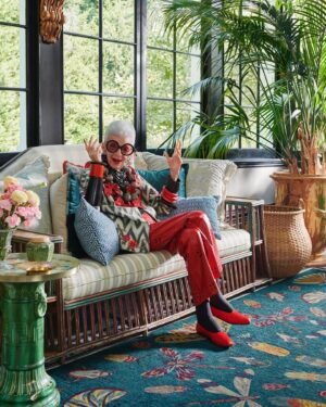 Iris Apfel Instagram - Unapologetic. Daring. Iconic. Meet my washable Ruggable x Iris Apfel Collection. Because more is more and less is a bore. ❤️✨ #RuggablexIrisApfel

Rug: Iris Apfel Flutterby