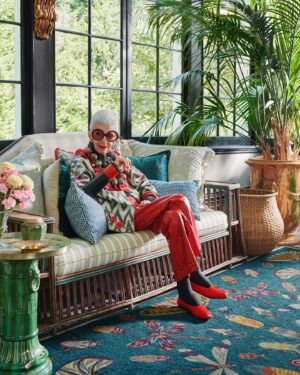 Iris Apfel Instagram - Unapologetic. Daring. Iconic. Meet my washable Ruggable x Iris Apfel Collection. Because more is more and less is a bore. ❤️✨ #RuggablexIrisApfel

Rug: Iris Apfel Flutterby