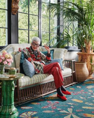 Iris Apfel Instagram - Unapologetic. Daring. Iconic. Meet my washable Ruggable x Iris Apfel Collection. Because more is more and less is a bore. ❤️✨ #RuggablexIrisApfel

Rug: Iris Apfel Flutterby