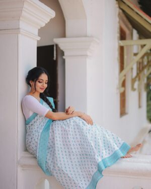 Ishaani Krishna Instagram - 🤍🩵

PC : @sk_abhijith 

Hair and MUA : @pooja_vysh_makeovers