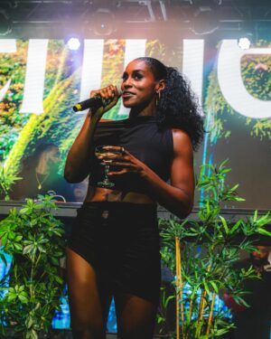 Issa Rae Instagram - Thank you @broccolicity for the beautiful vibes and for the @siennanaturals   @viaraewines love! And to the @amprgroup girlies for holding it down!
—
📸: @jadaimanim
Hair: @felicialeatherwood 
Face: @makeupbydion 
Fits: @shameelahhicks