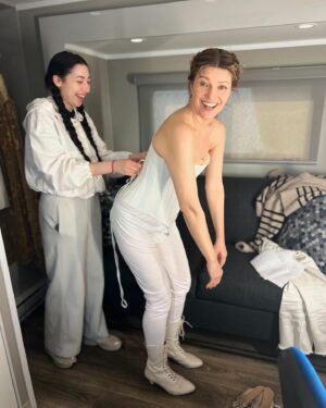 Ivana Miličević Instagram - First time in a corset. Professionally. At first you’re like “tighter , tighter” then you wise up! You’ll have to wait to see what goes on top of it. Shooting in Dublin. :) 1890