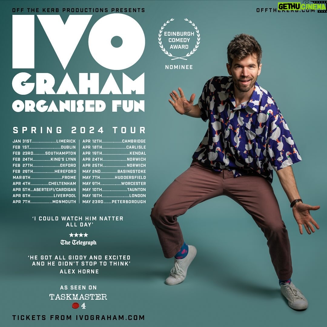Ivo Graham - 1.6K Likes - Spring tour extension! Ireland, Ally Pally, double Norwich, and thrillingly, my first ever solo show in Leddersford. I’ve seen lots of people recommending tickets as Christmas gifts but I’ve niftily held back until it’s close enough that it really is too late to order anything else