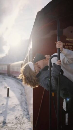 Jamie Birrell Instagram - today is where your book begins .. 💫

#couple #reelsinstagram #train #brockenbahn #winterwonderland #unwritten
