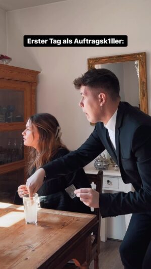 Jamie Birrell Instagram - Erster Tag als Auftragsk1ller 🫣😂 mit @sonnyloops ❤️ #reels #réel #comedy #prank #sketch #girlfriend #süß #lustig #spaß #date #viral #couple