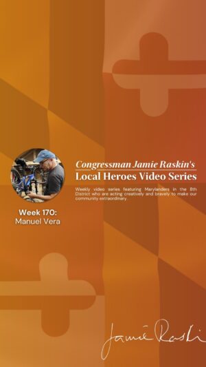 Jamie Raskin Instagram - In the early days of COVID-19, Manuel Vera began fixing and giving bikes to his neighbors in Silver Spring, including refugees and people in need. Manuel, your continuing generosity and kindness make you a true #MD08 Local Hero!