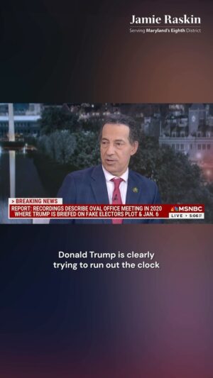 Jamie Raskin Instagram - Even our right-wing Supreme Court must see Donald Trump’s bizarre claim of lifelong presidential immunity against criminal prosecution as an intolerable assertion that he’s a king above the law.

What’s next—shooting someone on 5th Avenue?