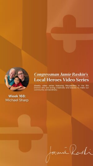 Jamie Raskin Instagram - Our #MD08 Local Hero Michael Sharp provided timely first aid to Dr. Paul Levine who was struck brutally by a truck, stemming his bleeding until paramedics arrived. Raised by a firefighter, Michael tells the story and talks about what MoCo means to him.