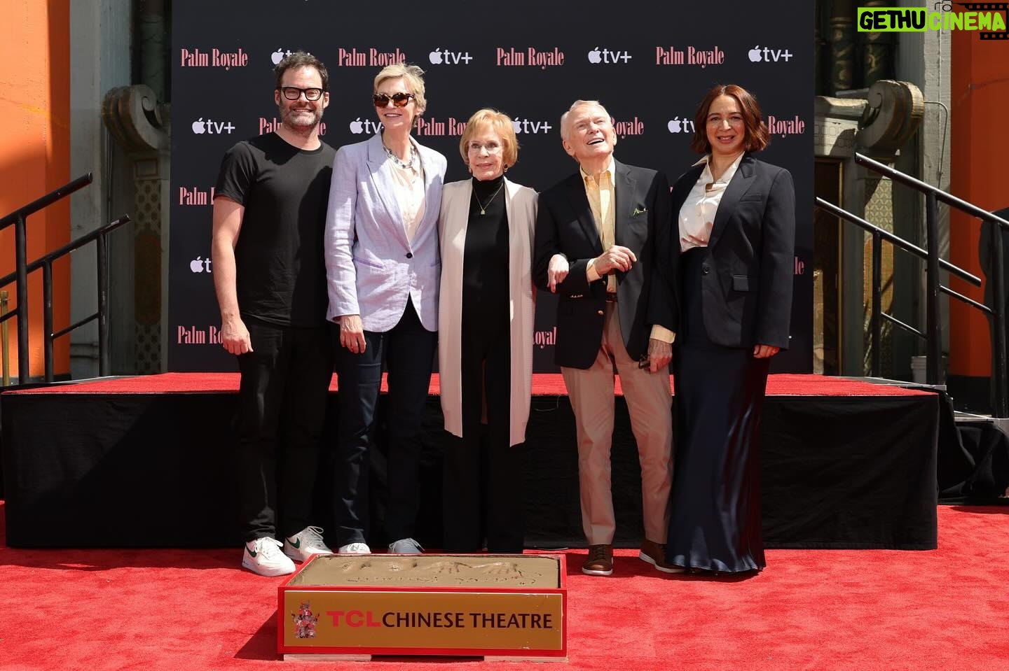 Jane Lynch - 5.7K Likes - Today was a magnificent day. We got to see our hero and good friend Carol Burnett dip her hands and feet in concrete at Grauman’s Chinese, where those hand and feet prints belong. Out of the only 200 celebrities chosen throughout movie history for this honor, Laura Dern pointed out that Carol has worked with 127 of them. Carol Burnett is a living legend and how lucky are we to cross timelines with her?