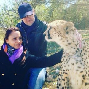 Jared Harris Instagram - In October, 2014, we were in South Africa, and I arranged an overnight stay at a Cheetah rescue called @inverdoorn. My wife loves animals, especially cats, and doubly the big cats. We met “Velvet,” a noble, remarkable, graceful cheetah. We felt so special to be in the presence of such a fantastic being, and terribly saddened to learn of how cheetah populations were dwindling. Flash forward to 2020, and by last estimate there are less than 7100 cheetahs left in the wild.

Each year we lend our voices to the @RememberingWildlife series, who produce a book annually to create awareness about the plight of animals facing extinction. This year, that light shines on the majestic cheetah. 

If you would like to join us in helping, please consider ordering “Remembering Cheetahs” today. 100% of all profits go directly to protecting these big cats. This is the link, and we shall list it, as well, in our bios.

#RememberingWildlifeDay
#RememberingCheetahs
#TeamHarris ❤️