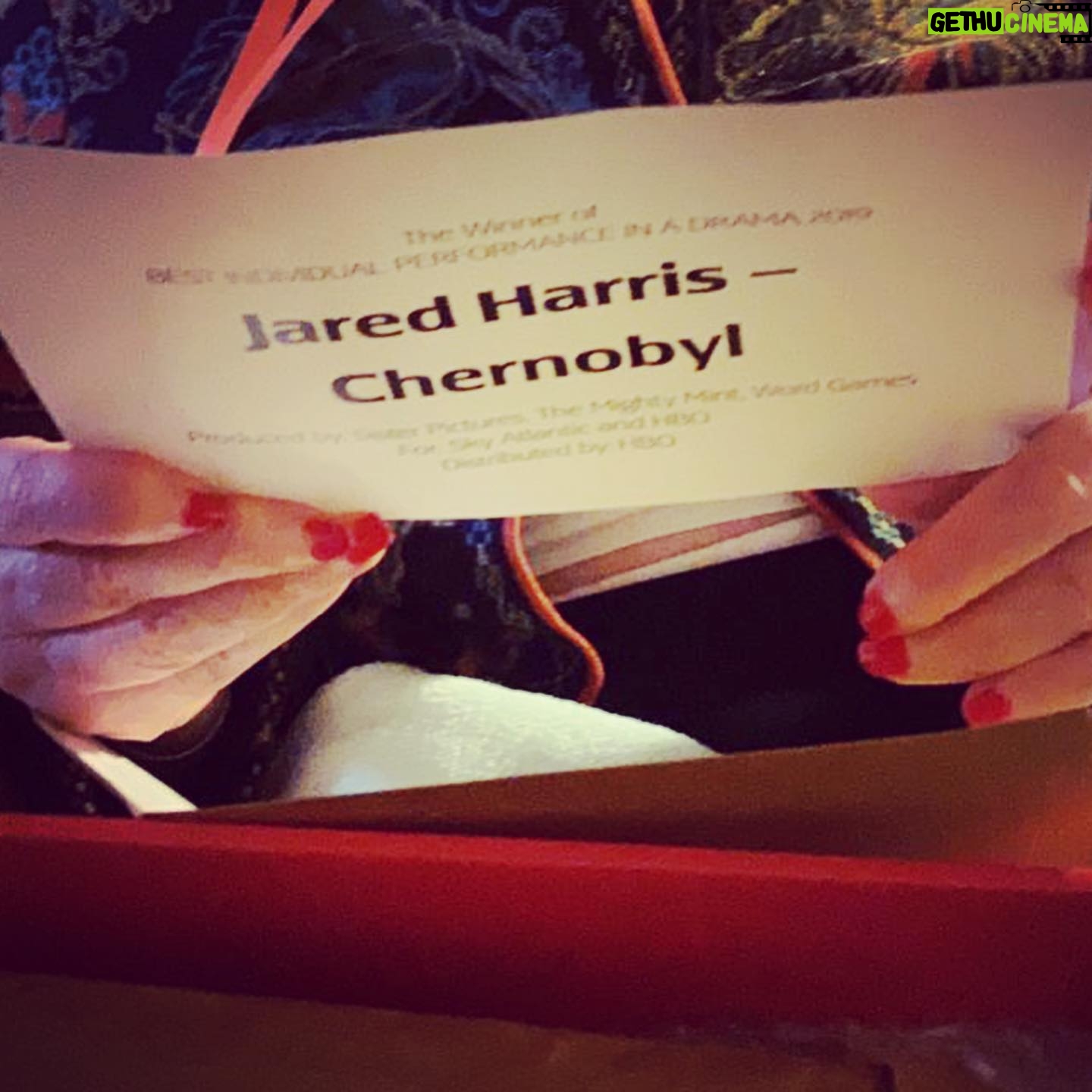 Jared Harris - 5.7K Likes - Thank you to @bafta for sending my award for #ChernobylHBO to Mum’s house. Better late than never, and Mum was thrilled to receive it on my behalf. Yes, it was awarded early in 2020; the plague held it up until now. Nevertheless, knowing Mum could enjoy reading the card & being the first to hold it, brings me the greatest joy imaginable. Bless you, @bafta. I love you, Mum; I’m relieved you have it in your safe hands. How miraculous that “better late than never” is the true award in this case.
#BAFTA
#ChernobylHBO
#AwardsSeason
#TeamHarris