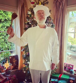 Jared Harris Instagram - Three outfits of Christmas. Pajamas. Chef. Ugly Sweater. 

#TeamHarris
#ChristmasClothes 
#UglySweater