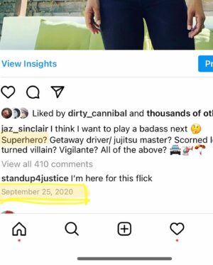 Jaz Sinclair Instagram - Manifestation is real kids.
Are you freaking kidding me!!!!!!! 
Literally a dream come true!!!! 
I couldn’t be more honored to be a part of this project and I have never been more excited about playing a character ever. She is indeed a badass and that’s all I’m gonna say about that 🦹🏽‍♀️
I’ve got a heart full of thank you’s and a belly full of butterflies. 
(Insert happy dance here💃🏾) 

Ps the last pic is me sharing the good news with my grandparents. 🥰

Letsss Goooooo!!