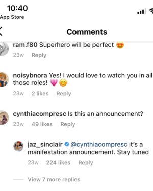 Jaz Sinclair Instagram - Manifestation is real kids.
Are you freaking kidding me!!!!!!! 
Literally a dream come true!!!! 
I couldn’t be more honored to be a part of this project and I have never been more excited about playing a character ever. She is indeed a badass and that’s all I’m gonna say about that 🦹🏽‍♀️
I’ve got a heart full of thank you’s and a belly full of butterflies. 
(Insert happy dance here💃🏾) 

Ps the last pic is me sharing the good news with my grandparents. 🥰

Letsss Goooooo!!
