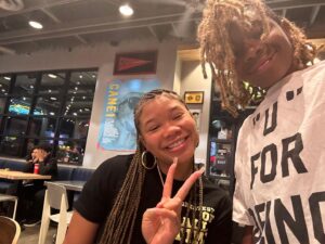 JeCobi Swain Instagram - Not sure what’s going on with dude in the background lol 😂🤣😆#photobomb 

But what are the odds? 🤷🏽‍♂️ So fun running into and meeting an actress from my hometown @stormreid ❤️✨
Thanks for being so cool and salute for all your doing for the kids back in Atlanta. 

#stormreid #jecobiswain #atlkids #la #losangeles