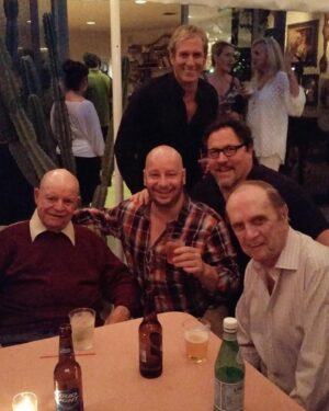 Jeff Ross Instagram - Bob Newhart was the funniest guy in the room… except when his best pal Don Rickles was around. Here they both are, tolerating me, Jon Favreau and Michael Bolton at one of my birthday parties in Sherry Hackett’s backyard.  Bob was a genius and a gentleman who will be missed by me and millions of other fans. 📷: @amyzvi