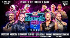 Jeffrey Jarrett Instagram - En el segundo capítulo de #TriplemaniaXXXII seremos testigos de la ÚLTIMA LUCHA del Vampiro en TIJUANA. 👏

@davetheclown_oficial, @murder_grande, @albertopatronpromotions y @vampirovudu vs @realqtmarshall, @realsamadonis, @theparkerboudreaux y @hellosatnam acompañados de @realjeffjarrett.

🗓️ 15 de Junio. | ⌚ 6:00 PM.
🎟️ Boletos a la venta en @boletomovilmx.