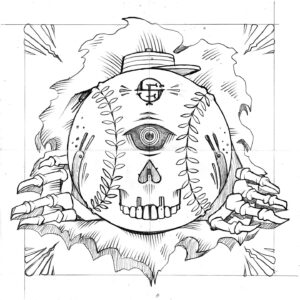 Jeremy Fish Instagram - I drew this last Wednesday during the second game of my Artist In Residence project with the @sfgiants in the Cloud Club section of @oraclepark. The Giants lost.

SF Giants Residency Drawing 2
"The VCJ Tribute"
11" x 11" / ink on paper

Wednesday May 29th San Francisco Giants vs. Philadelphia Phillies. Nick Castellanos had a two-run homer among his three hits, Cristopher Sánchez struck out seven in six scoreless innings and the MLB-leading Phillies beat the Giants 6-1 on Wednesday to snap a three-game losing streak

🎥 @jeremymcnamara_