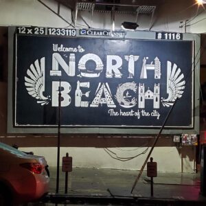 Jeremy Fish Instagram - My neighbor, friend, and 12 time world pizza champion Tony Gemignani @capopizza rented out two billboards in our neighborhood, and gave them out to six different artists over six months to help celebrate North Beach. I was proud to be included in this project, and have so much love and respect for Tony and his infinite generosity.  Tee shirts of my design are available from my friends at The North Beach Pipeline, @itsnorthbeachpipeline 1335 Grant Avenue, here in the greatest neighborhood on earth.

Lovely late nite photographs by David Young for 111 Minna
@dyoungv @111minnagallery