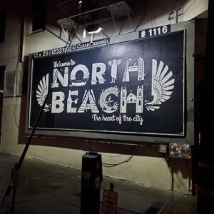 Jeremy Fish Instagram - My neighbor, friend, and 12 time world pizza champion Tony Gemignani @capopizza rented out two billboards in our neighborhood, and gave them out to six different artists over six months to help celebrate North Beach. I was proud to be included in this project, and have so much love and respect for Tony and his infinite generosity.  Tee shirts of my design are available from my friends at The North Beach Pipeline, @itsnorthbeachpipeline 1335 Grant Avenue, here in the greatest neighborhood on earth.

Lovely late nite photographs by David Young for 111 Minna
@dyoungv @111minnagallery