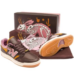 Jeremy Fish Instagram - The Devil’s in the details...⁠
⁠
Or the Bunny is, in this case. From the premium leather with de-bossed art accents to the embroidered furry suede collar & even the lace aglets, every pair includes a custom keychain, custom insoles, 303/SPB lace locks, shoe bag and special box.⁠
⁠
Get yours now on CLFX, The Hill & Annex or online www.303Boards.com