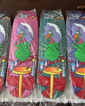 Jeremy Wray Instagram - All 100 hand signed and numbered ✍️! First ones shipping out tomorrow 💨! Didn’t claim yours yet? No worries mate! There’s still time ⏰! Got to Wraybros.com now or click the link in my bio and order yours today 🤙🏼! Limited edition of 100 made. Collaboration deck with @kris_markovich and myself, featuring my artwork in a mash up of one of my favorite early 101 Markovich graphics mixed with my umbrella girl to bring you this beauty 😍! The shape is a modern version based on Kris shape from 1991. Made with Paul Schmitt at @psstix and hand screened by Chicken over at @screamingsqueegees 🤌🏼! Does it get any better than this? No. No it doesn’t. 🏆! 🛹♾️