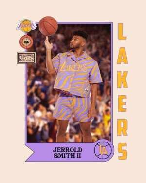 Jerrold Smith II Instagram - Me for @melodyehsani x @nba x @mitchellandness 🥲 grateful is an understatement. As a fan of the brand and a lover of the game I’m really just happy to be here. Go get y’all some of that at @melodyehsanishop today! 🤝🏽

#nba #mitchellandness #lakers #lakersnation #streetwear #streetstyle