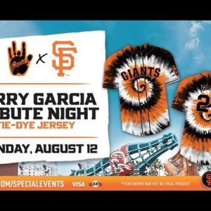 Jerry Garcia Instagram - @sfgiants fans, get ready! Garcia Night returns to Oracle Park on August 12th. Enjoy a pre-game performance by @moonalice and snag this exclusive Giants tie-dye jersey. Elevate your experience with the Triples Alley VIP pregame access, featuring stunning ballpark views, complimentary food and drinks (including beer and wine), and more. Plus, a portion of ticket sales will benefit the @rexfoundation! Don’t miss out—learn more and get your tickets at the link in profile. 

📷 @jayblakesberg