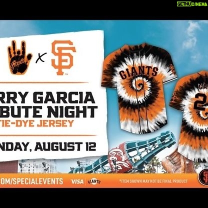 Jerry Garcia - 2.4K Likes - @sfgiants fans, get ready! Garcia Night returns to Oracle Park on August 12th. Enjoy a pre-game performance by @moonalice and snag this exclusive Giants tie-dye jersey. Elevate your experience with the Triples Alley VIP pregame access, featuring stunning ballpark views, complimentary food and drinks (including beer and wine), and more. Plus, a portion of ticket sales will benefit the @rexfoundation! Don’t miss out—learn more and get your tickets at the link in profile.
📷 @jayblakesberg