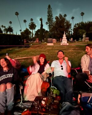 Jessica Keenan Wynn Instagram - A patriotic showing of ROCKY with @cinespia at The Hollywood Forever Cemetery finally brought me to the grounds where my great-great grandfather and grandmother are buried. It was surreal and incredibly moving to share a moment, on a night of cinematic reverence, with the generation that sparked my family’s long lineage in Hollywood. Feeling very grateful 🇺🇸