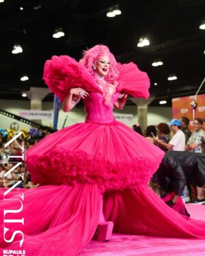 Jimbo Instagram - I’ve been a fan of designer @windowsen for years and I’ve always wanted to wear one of their stunning pieces! It was a dream to collaborate with Sen Sen Li and his incredible team to make this stunning couture gown for the #pinkcarpet of this years @rupaulsdragcon ! 

Special Thanks to my hot dates @deronwalker and @ander_a 

Photos by @stunnin.mag 
Hair by @baehmbaehmwigs 
Jewels @ampedaccessories