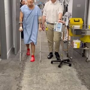 Jimmy Barnes Instagram - Day 5 post hip op, I’m on crutches for hallway walks and exercises. I have to thank everyone doing their best to get me back on my feet again. That includes all of you cheering me on.